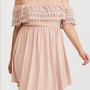 Torrid off shoulder NWT blush dress